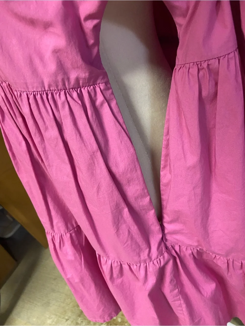 J Crew Pink Poplin Tiered Dress Size S Lined Pockets Barbiecore Feminine